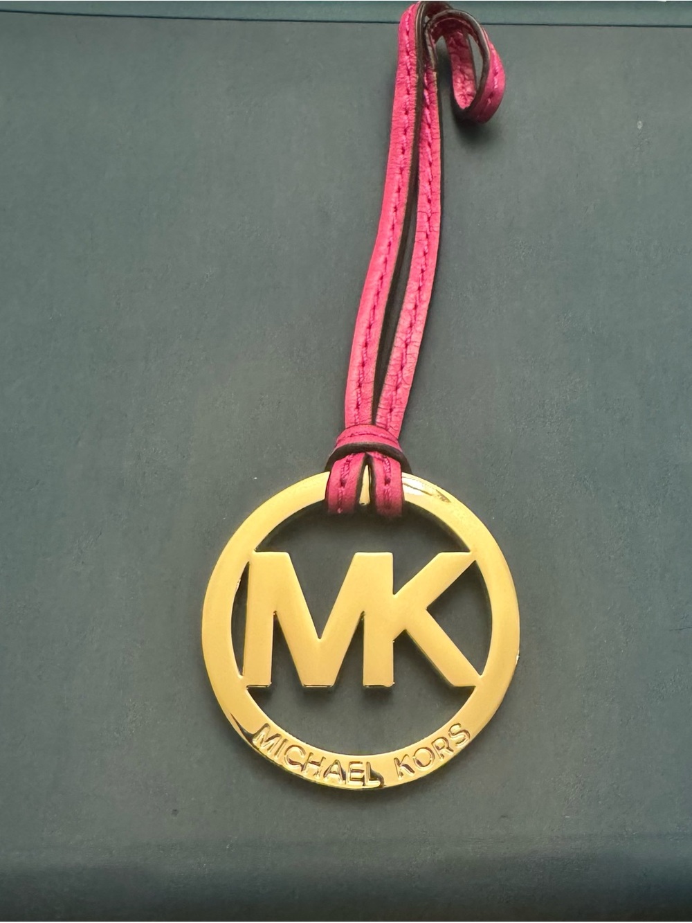 Michael Kors Pink Leather Circle Logo Charm